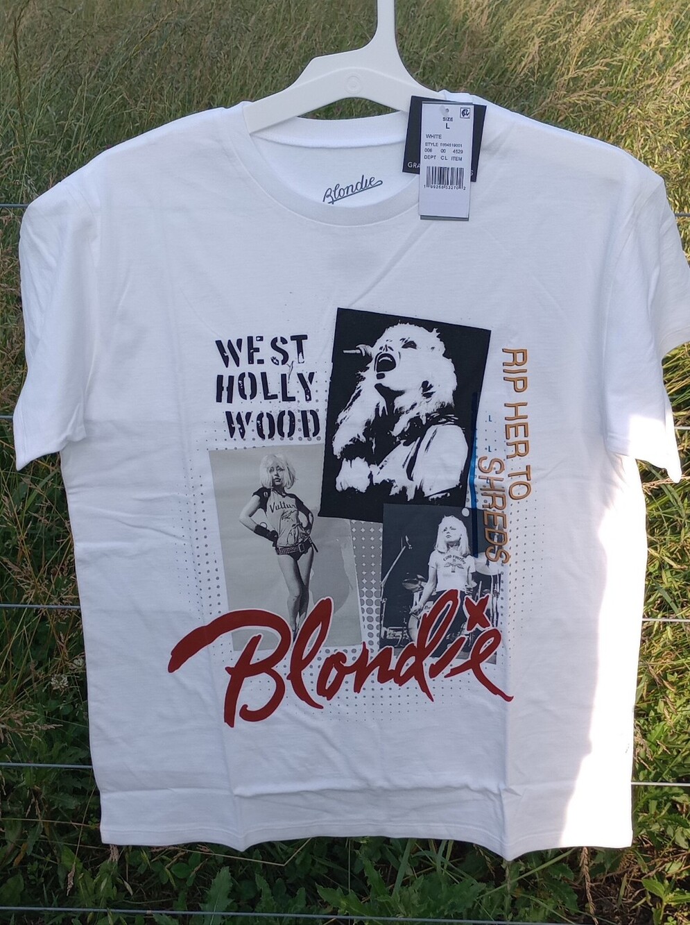 NWT Blondie Graphic Tee in White with Red Script West Hollywood Large